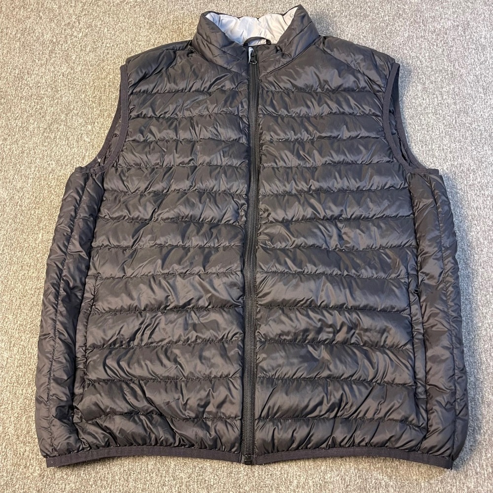 SKYR Mens XL Duck Down Puffer Vest Black Full Zip Sleeveless Lightweight Quilted